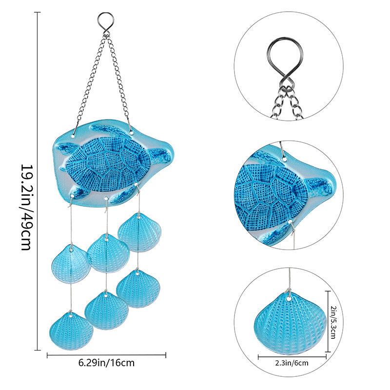 Wholesale Stained glass wind chime ocean turtle sailboat starfish ornaments garden pendant